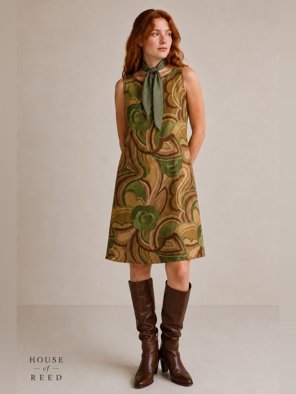 Vintage Jessica Howard Faux Suede Mod‎ Shift Dress Petite 12 Groovy 70s Abstract